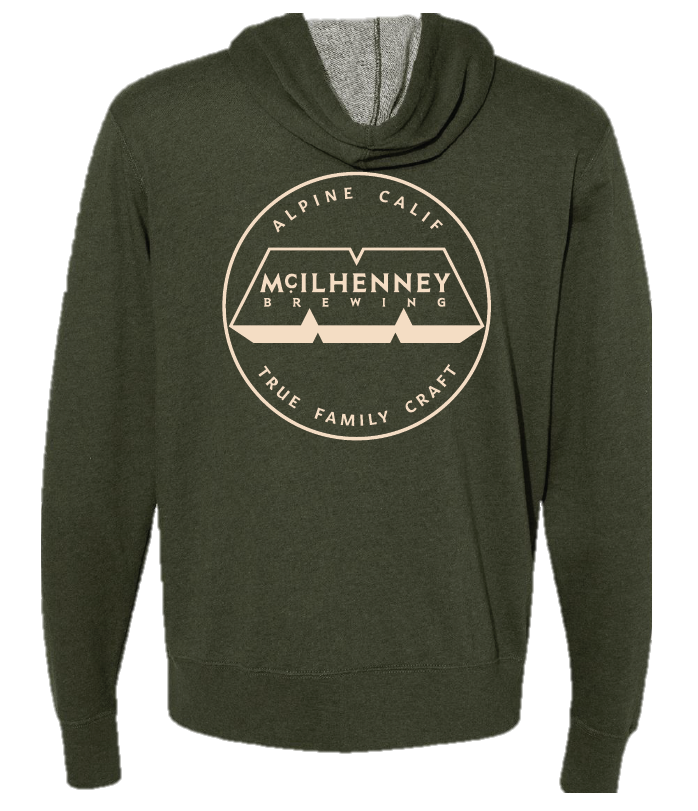 Dark Green Hoodie Logo front B Man on Back - Straub Brewery